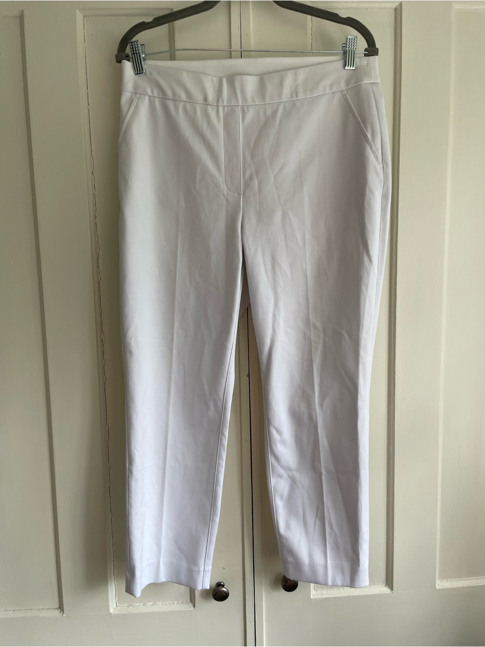 SPANX Pants Chinos White Straight-Leg Pull On Style Large Stretchy